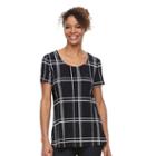 Women's Croft & Barrow&reg; Scoopneck Jacquard Top, Size: Medium, Dark Blue