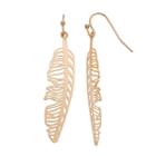Lc Lauren Conrad Openwork Feather Linear Earrings, Women's, Gold