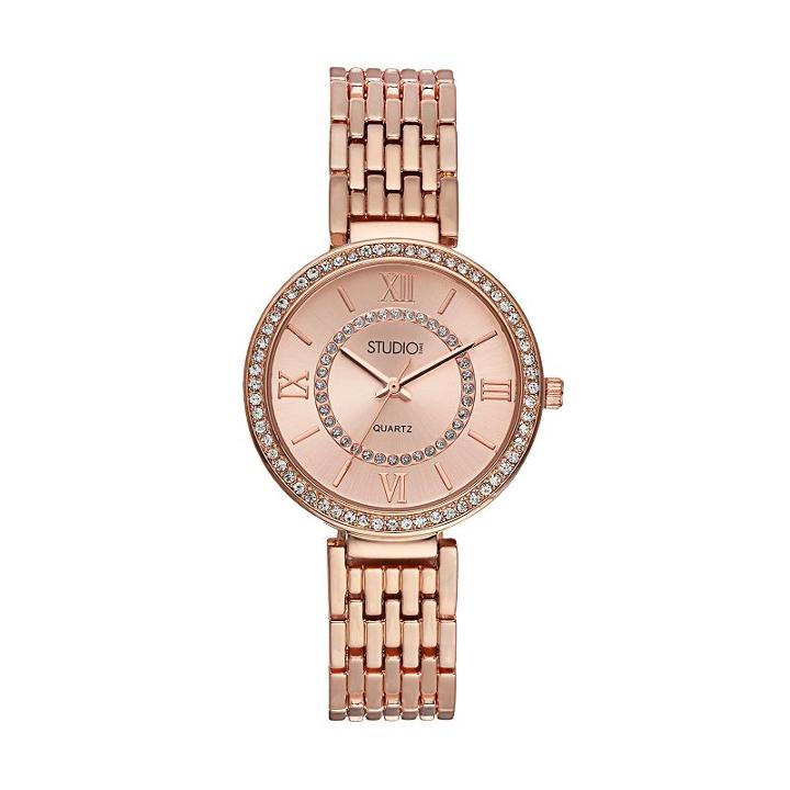 Studio Time Women's Crystal Watch, Size: Medium, Pink