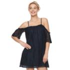 Juniors' Love, Fire Off Shoulder Lace Shift Dress, Teens, Size: Small, Blue (navy)