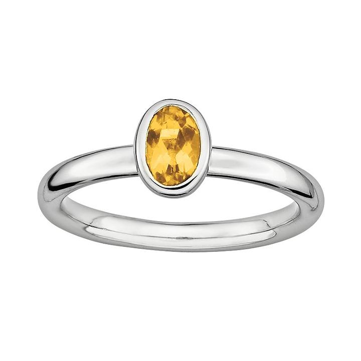 Stacks And Stones Sterling Silver Citrine Stack Ring, Women's, Size: 7, Grey