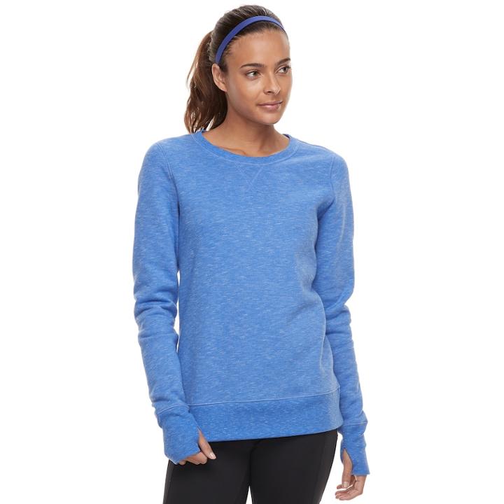 Women's Tek Gear&reg; Crewneck Thumb Hole Sweatshirt, Size: Small, Med Purple