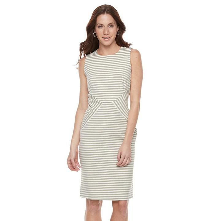 Women's Sharagano Pieced Stripe Midi Sheath Dress, Size: 6, Ovrfl Oth