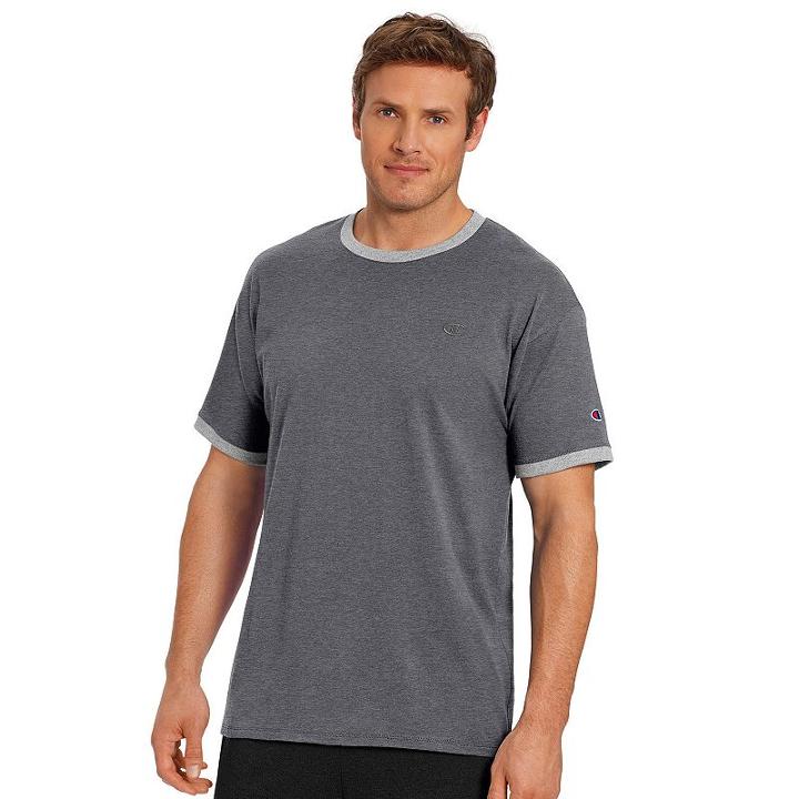 Men's Champion Jersey Ringer Tee, Size: Small, Dark Grey