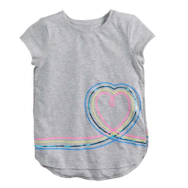 Girls 4-10 Jumping Beans&reg; Hi-low Graphic Tee, Size: 5, Light Grey