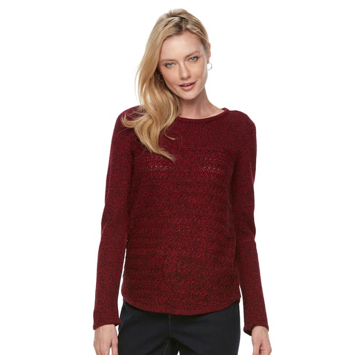 Women's Croft & Barrow&reg; Shirttail Long Sleeve Sweater, Size: Xxl, Red