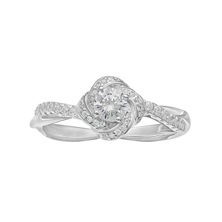 Primrose Sterling Silver Cubic Zirconia Love Knot Ring, Women's, Size: 7, White