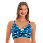 Women's Upstream Sport Printed Bikini Top, Size: 12, Blue