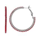 Red Simulated Crystal Hoop Earrings, Women's