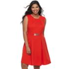 Juniors' Plus Size Wrapper Textured Fit & Flare Dress, Teens, Size: 2xl, Red