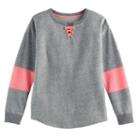 Plus Size Girls 7-16 So&reg; French Terry Glitter Lace-up Pullover, Size: 20 1/2, Grey