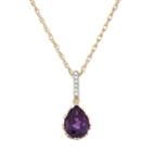 18k Gold Over Silver Amethyst & Diamond Accent Teardrop Pendant, Women's, Size: 18, Purple