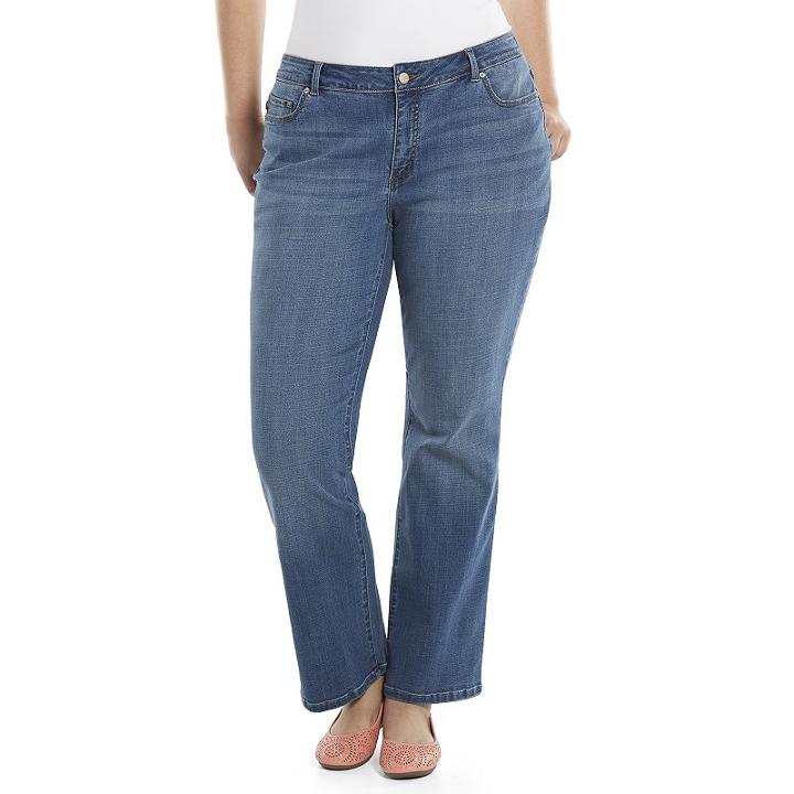 Plus Size Lee Curvy Fit Bootcut Jeans - Women's, Size: 16w Short, Dark Blue