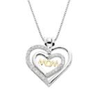 18k Gold Over Silver And Sterling Silver 1/2-ct. T.w. Diamond Interchangeable Mom Heart Pendant, Women's, Multicolor