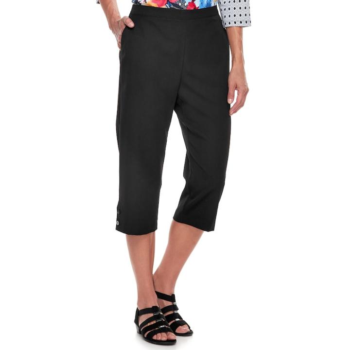 Women's Alfred Dunner Studio Pull-on Button Hem Capri Pants, Size: 10, Black