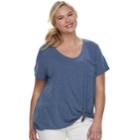 Juniors' Plus Size So&reg; Relaxed Pocket Tee, Teens, Size: 3xl, Dark Blue