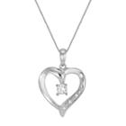 Diamonluxe Sterling Silver .22-ct. T.w. Simulated Diamond Heart Pendant, Women's, Size: 18, White