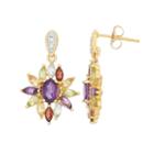 Gemstone 18k Gold Over Silver Flower Earrings, Women's, Multicolor