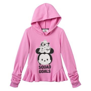 Disney D-signed Girls 7-16 Tsum Tsum Squad Goals Ruffle Graphic Hoodie, Girl's, Size: Small, Lt Purple
