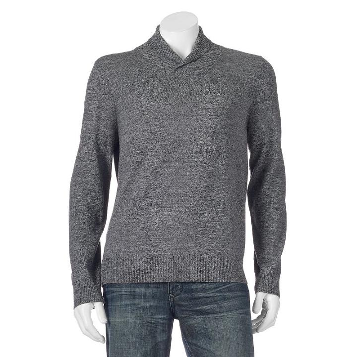 Men's Apt. 9&reg; Modern-fit Marled Merino Shawl-collar Sweater, Size: Large, Med Grey