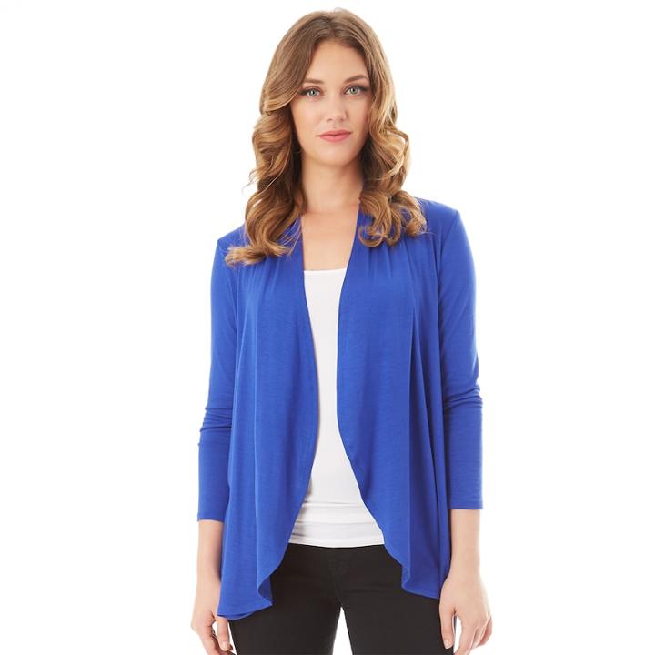 Women's Apt. 9&reg; Ruched Sleeve Open-front Cardigan, Size: Medium, Brt Blue