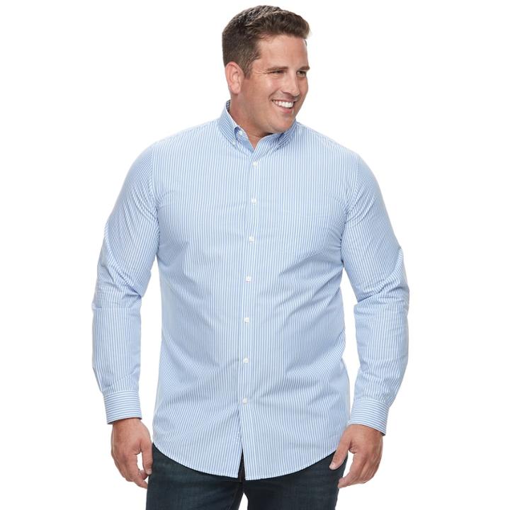 Big & Tall Croft & Barrow&reg; Regular-fit Plaid Button-down Shirt, Men's, Size: Xxl Tall, Blue (navy)