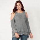 Plus Size Lc Lauren Conrad Pointelle Cold Shoulder Top, Women's, Size: 2xl, Med Grey