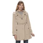 Women's Tower By London Fog Hooded Double-layer Lapel Rain Jacket, Size: Xl, Med Beige