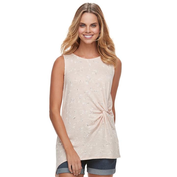 Women's Apt. 9&reg; Knot Front Tank, Size: Medium, Light Pink