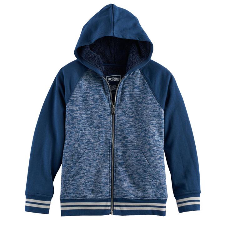 Boys 8-20 Urban Pipeline&reg; Raglan Sherpa-lined Fleece Hoodie, Size: Small, Blue