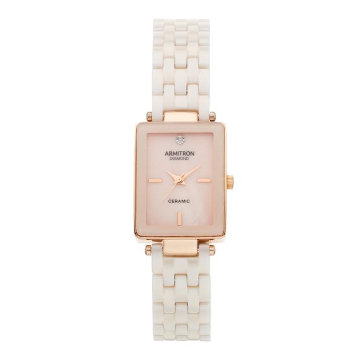 Armitron Women's Diamond Accent Ceramic Watch - 75/5613bmrg, Size: Small, Pink