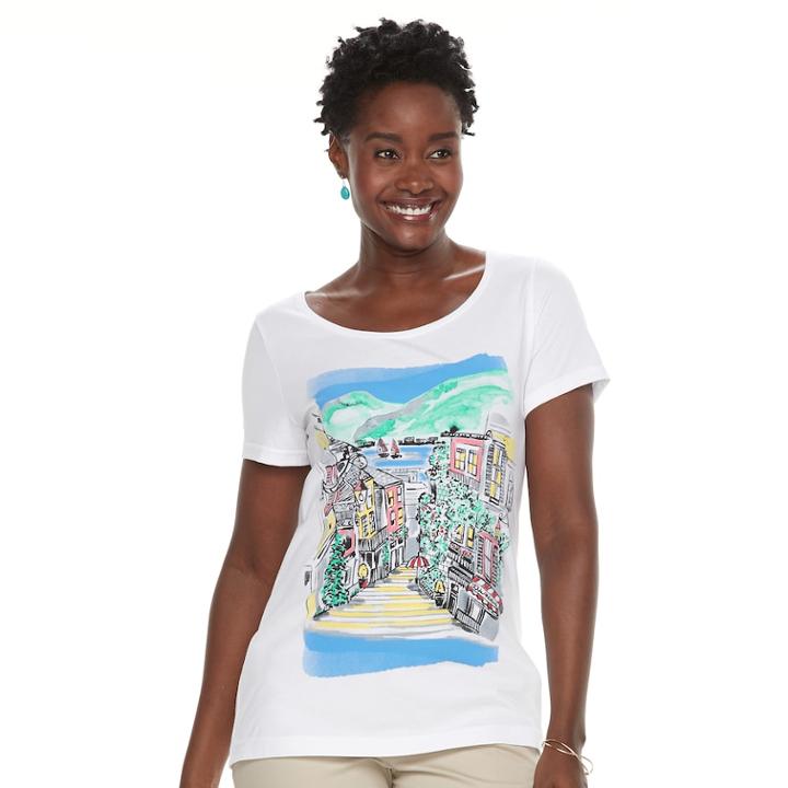Women's Croft & Barrow&reg;graphic Tee, Size: Medium, White