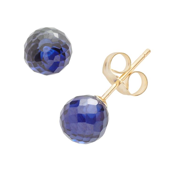 14k Gold Lab-created Sapphire Ball Stud Earrings, Women's, Blue