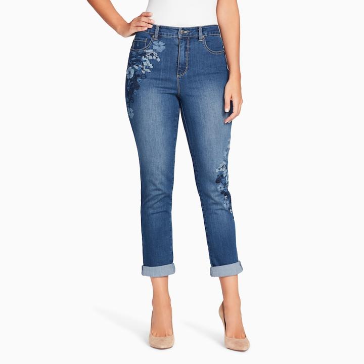 Women's Gloria Vanderbilt Amanda Embroidered Ankle Jeans, Size: 8, Blue