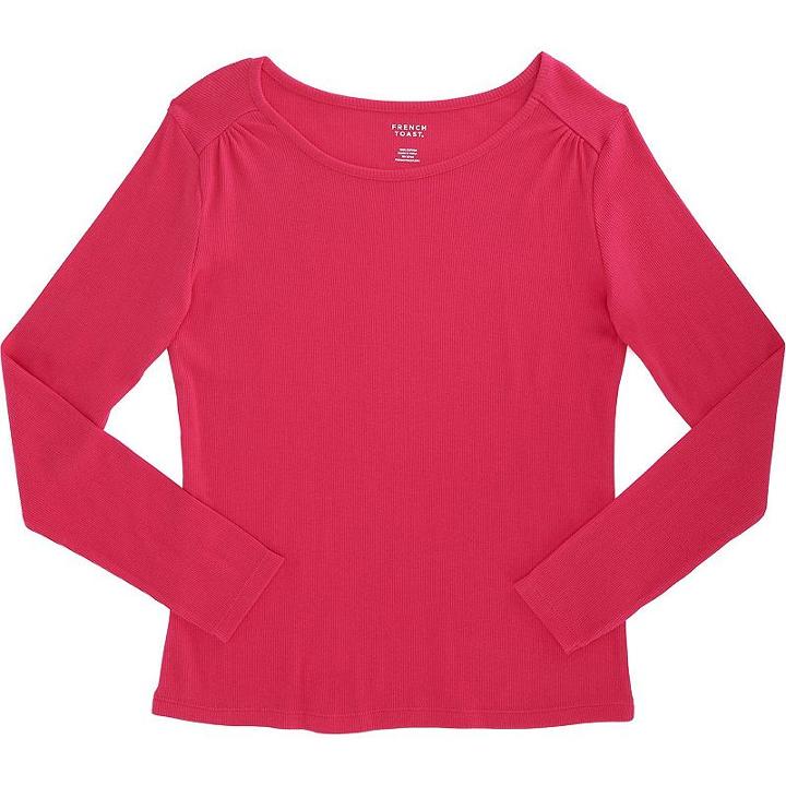 Girls Plus Size French Toast Ribbed Crewneck Long Sleeve Tee, Girl's, Size: 14-16 Plus, Brt Purple