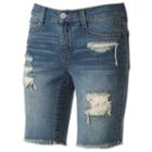 Juniors' Mudd&reg; Crochet Ripped Bermuda Jean Shorts, Girl's, Size: 5, Blue Other