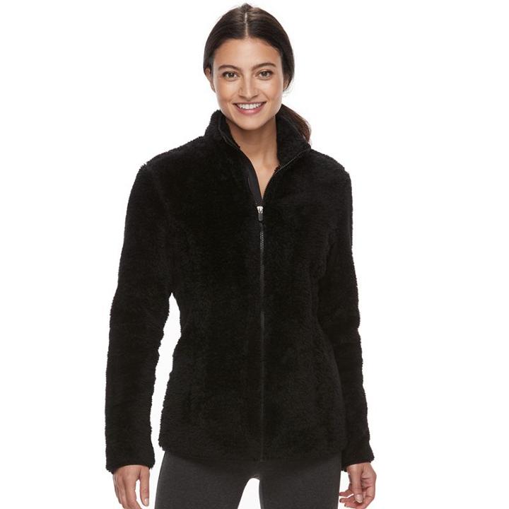 Women's Fila Sport&reg; Sherpa Fleece Zip-up Jacket, Size: Large, Black