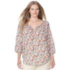 Plus Size Chaps Printed Georgette Blouse, Women's, Size: 2xl, Pink Ovrfl