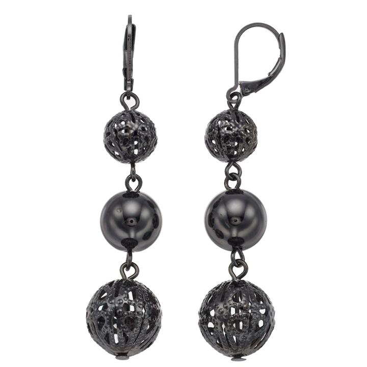 Simply Vera Vera Wang Stacked Filigree Beaded Earrings, Women's, Black