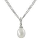 Sterling Silver Freshwater Cultured Pearl And Diamond Accent Pendant, Women's, Size: 17, White