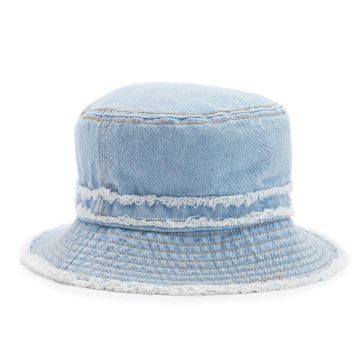 Women's Distressed Denim Bucket Hat, Blue
