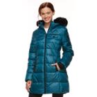 Women's Halitech Faux-fur Trim Puffer Jacket, Size: Large, Blue