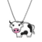 Sophie Miller Black And White Cubic Zirconia Sterling Silver Cow Pendant Necklace, Women's, Size: 18