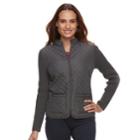 Petite Croft & Barrow&reg; Quilted Zip-front Sweater, Women's, Size: Xl Petite, Dark Grey