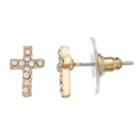 Lc Lauren Conrad Simulated Crystal Nickel Free Cross Stud Earrings, Women's, Gold