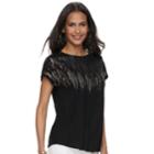 Women's Apt. 9&reg; Embellished Tee, Size: Medium, Black