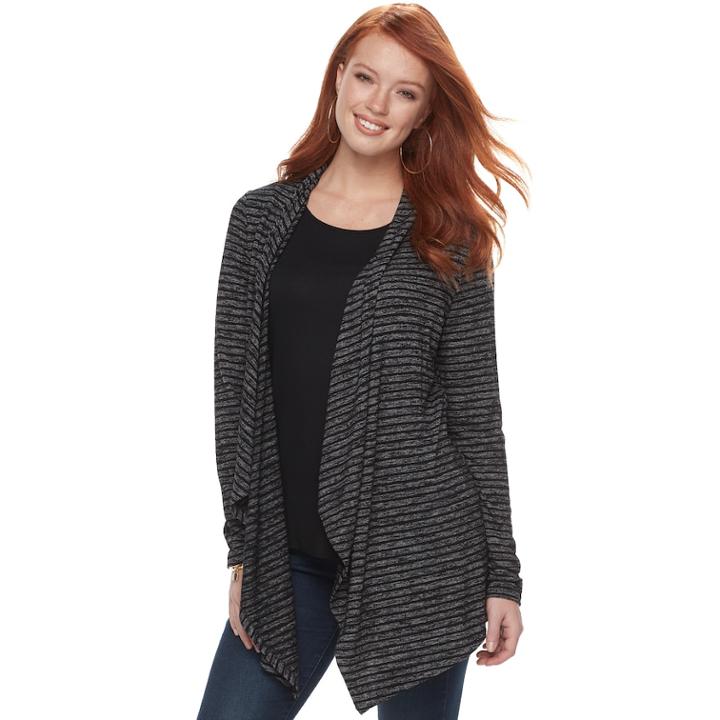 Women's Apt. 9&reg; Brushed Flyaway Cardigan, Size: Xxl, Black