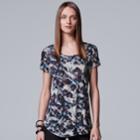 Women's Simply Vera Vera Wang Print Scoopneck Tee, Size: Xs, Dark Blue