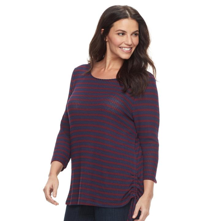 Plus Size Kate And Sam Side Tie Tunic, Women's, Size: 3xl, Blue (navy)