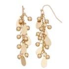 Gold Tone Bead & Teardrop Nickel Free Cluster Drop Earrings, Women's